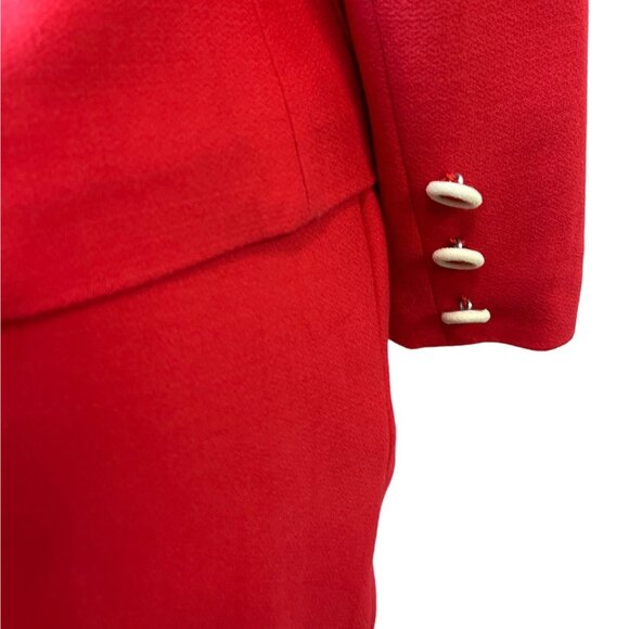 Vintage Nausikaa Paris Wool Red Blazer Skirt Women's Office Set Sz 40 (US 9) - Picture 5 of 13
